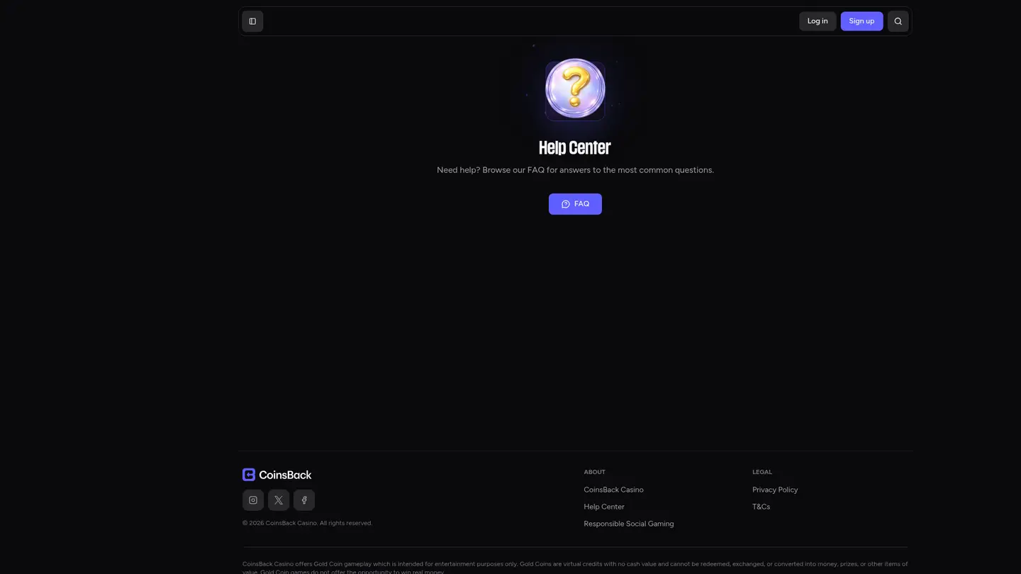 CoinsBack Casino — Support and licensing