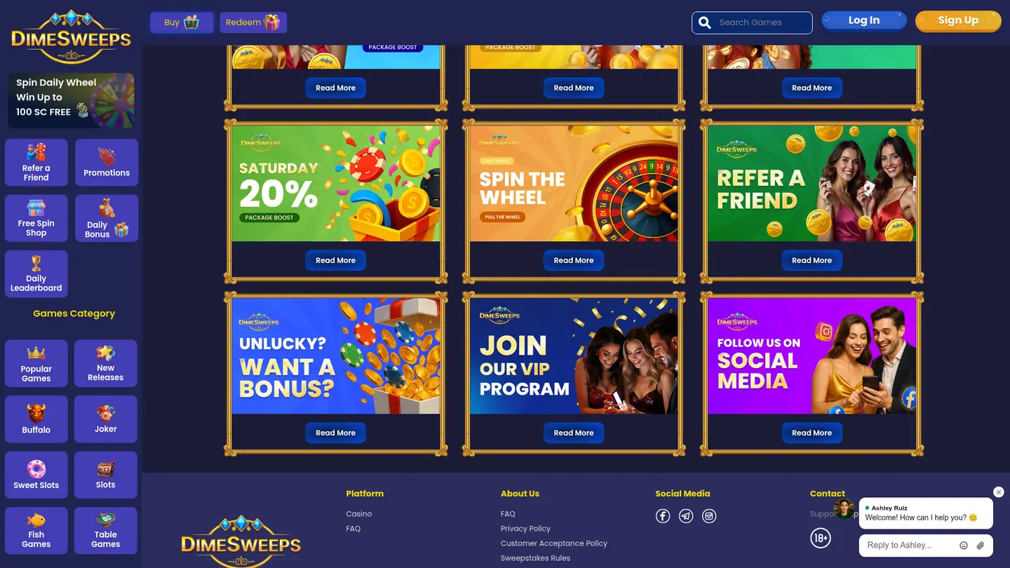 Dime Sweeps Casino — Offers in detail