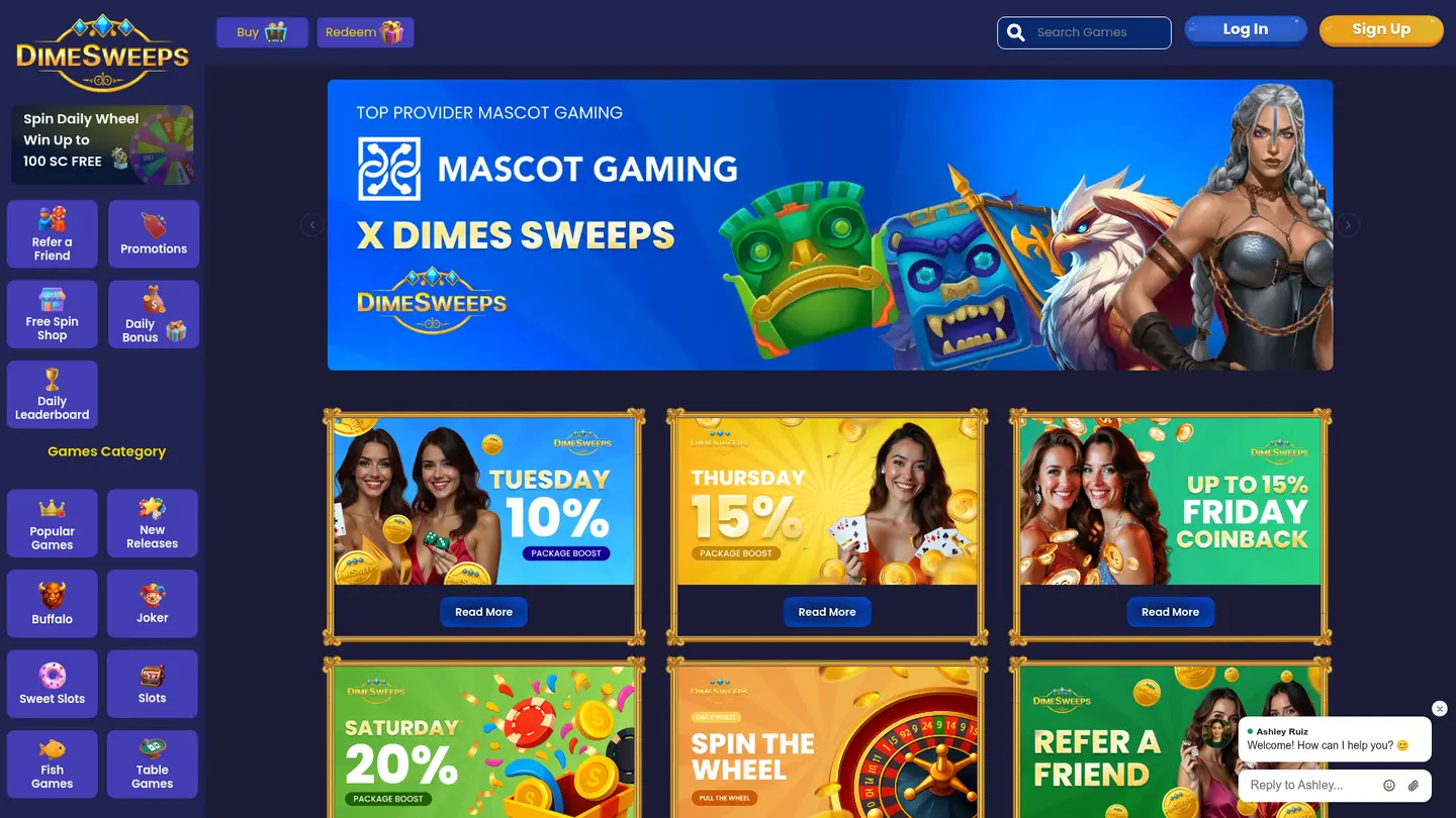 Dime Sweeps Casino — Promotions