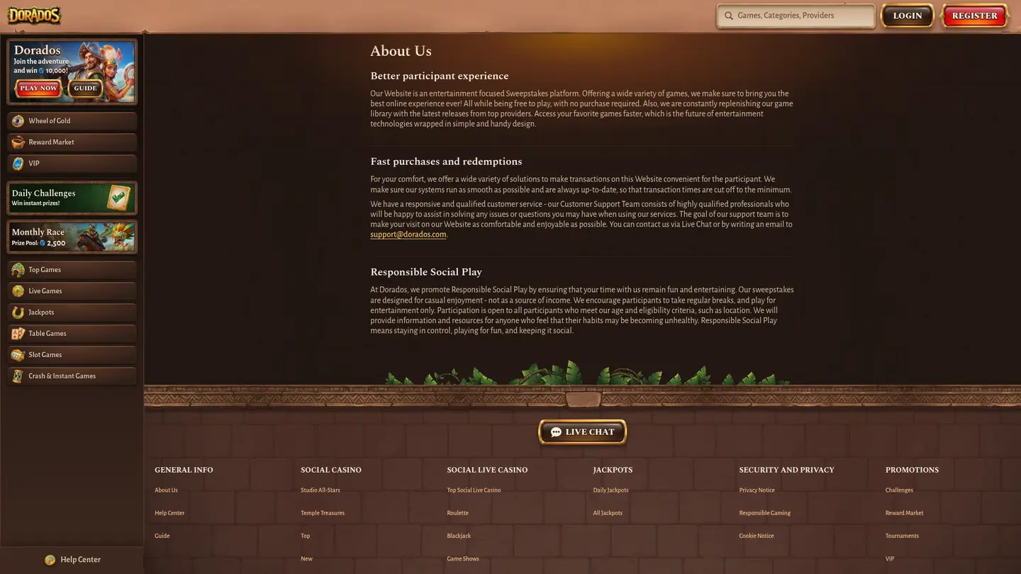 Dorados Casino — Support and licensing