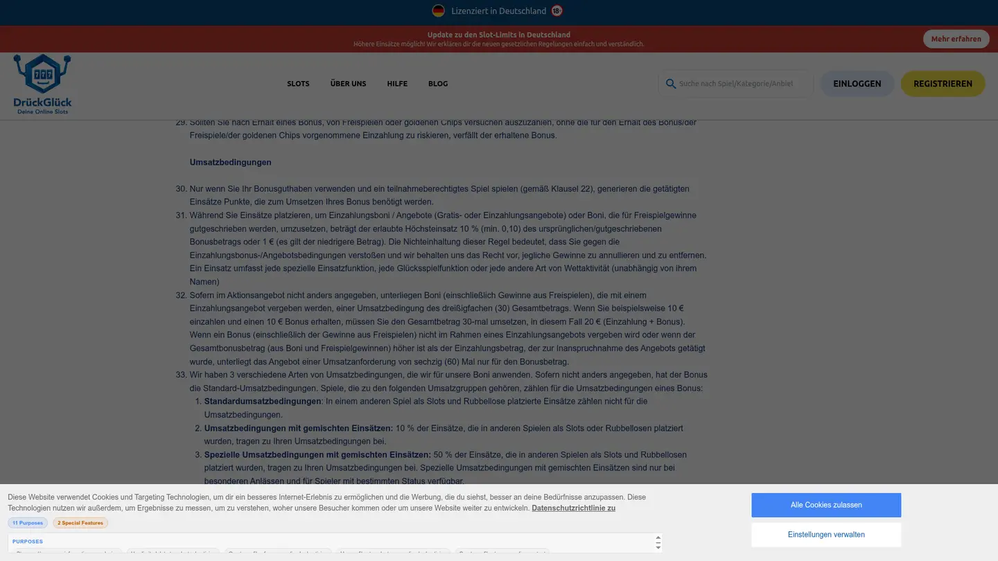 DrückGlück Casino DE — Terms in detail