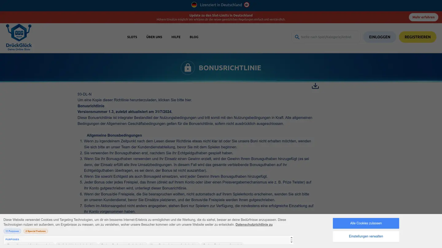 DrückGlück Casino DE — Withdrawal terms