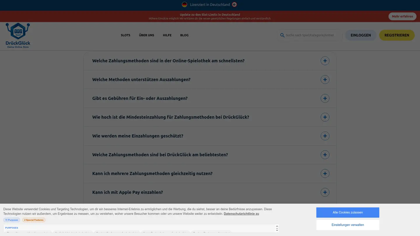 DrückGlück Casino DE — Deposit methods