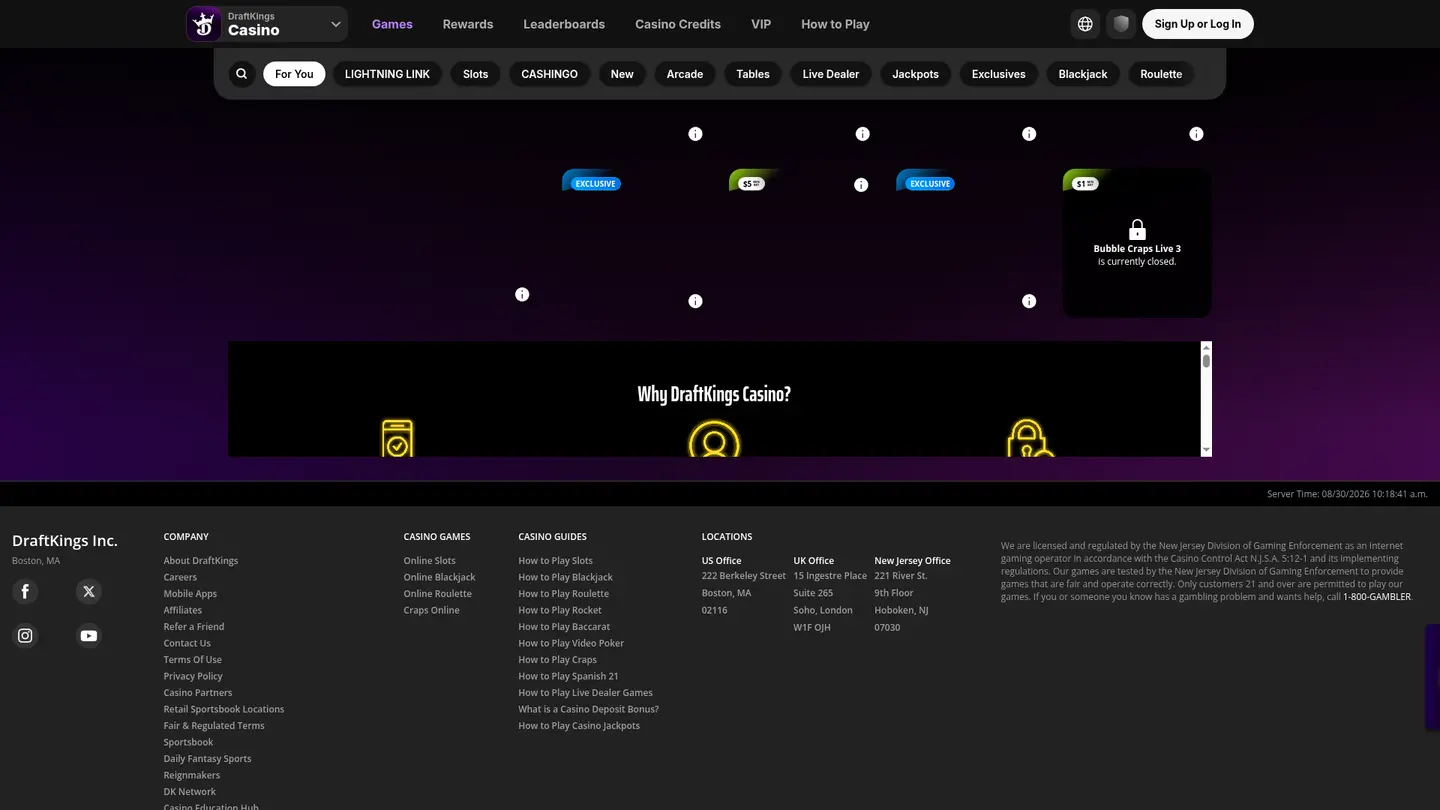 DraftKings Casino — Payment methods and licensing