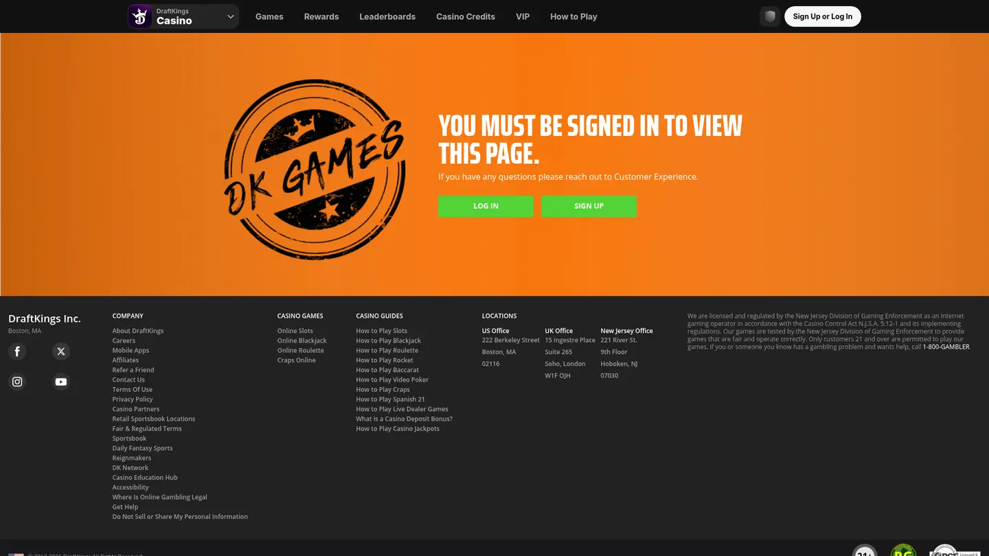 DraftKings Casino — Game lobby