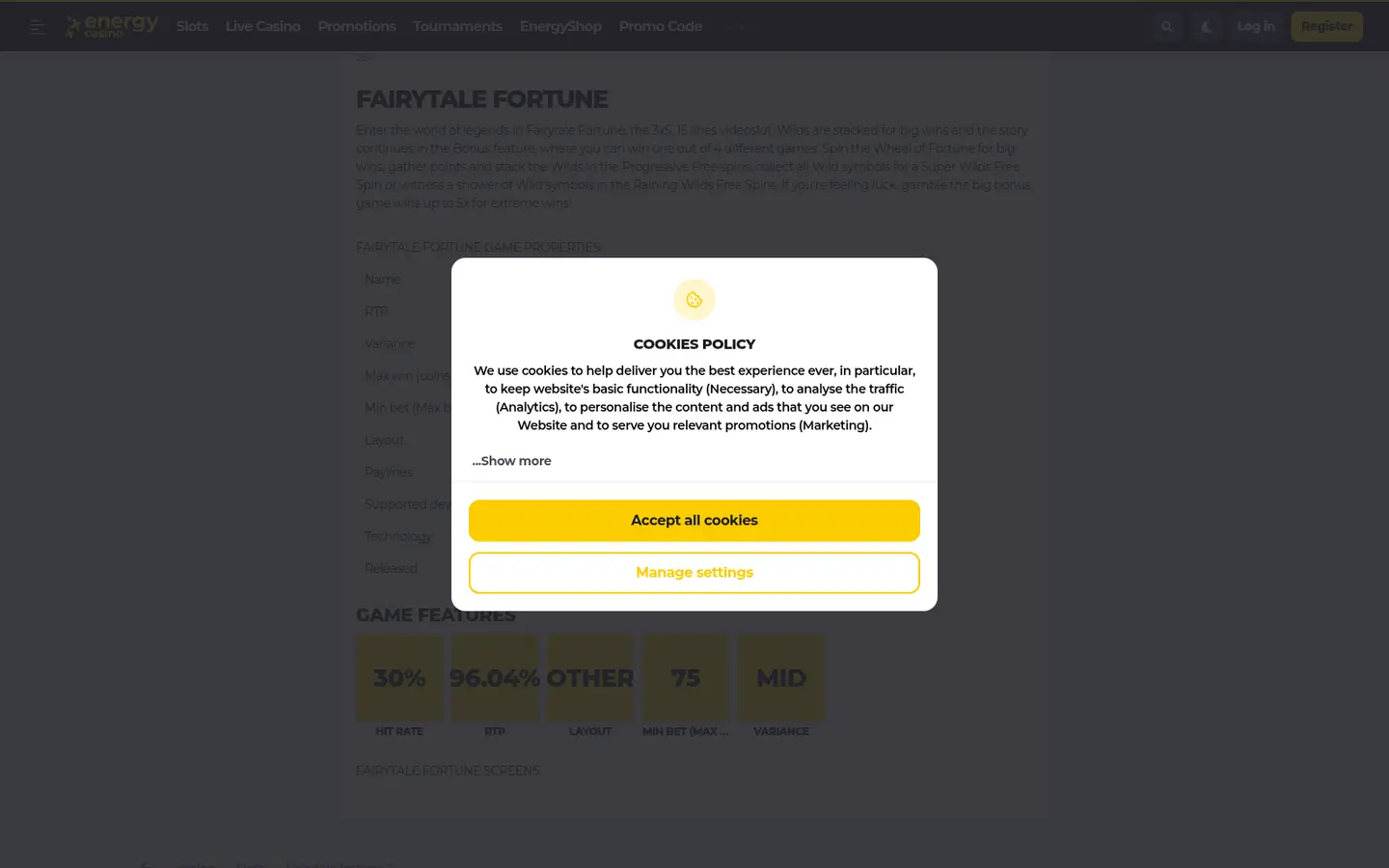 Energy Casino — Support in detail
