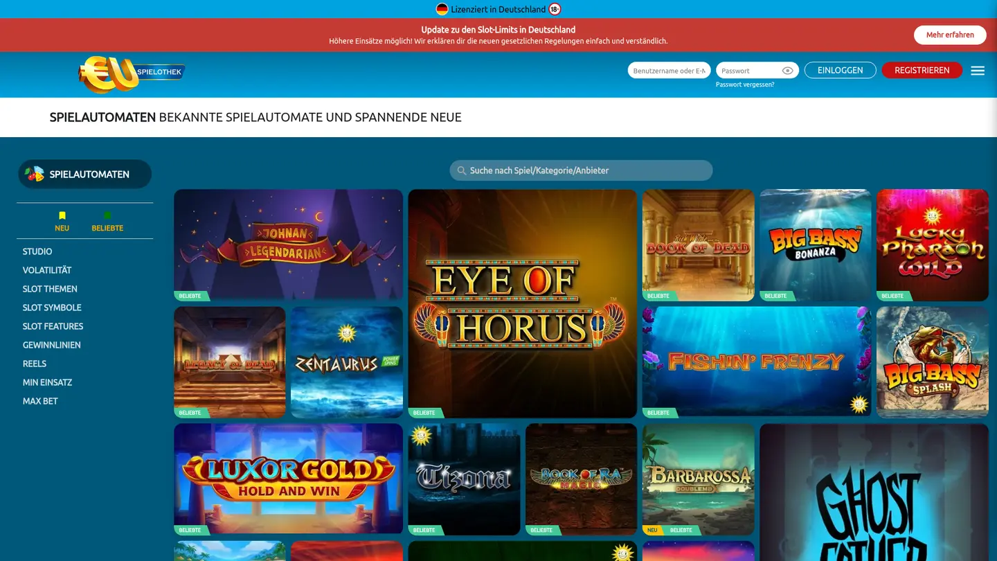 EUSpielothek Casino — Game lobby