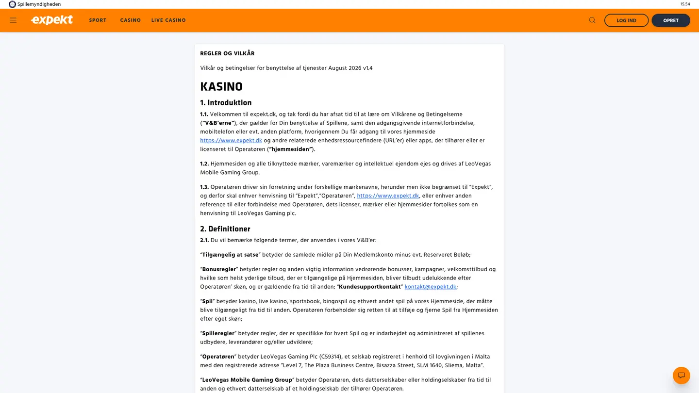 Expekt Casino DK — Withdrawal terms