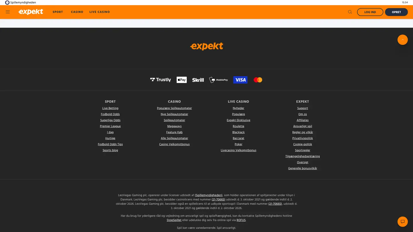 Expekt Casino DK — Support in detail