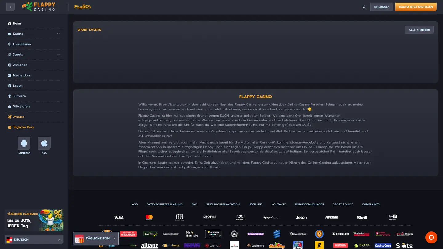 Flappy Casino — Payment methods and licensing