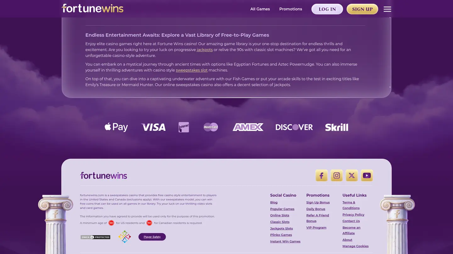 Fortune Wins Casino — Payment methods and licensing