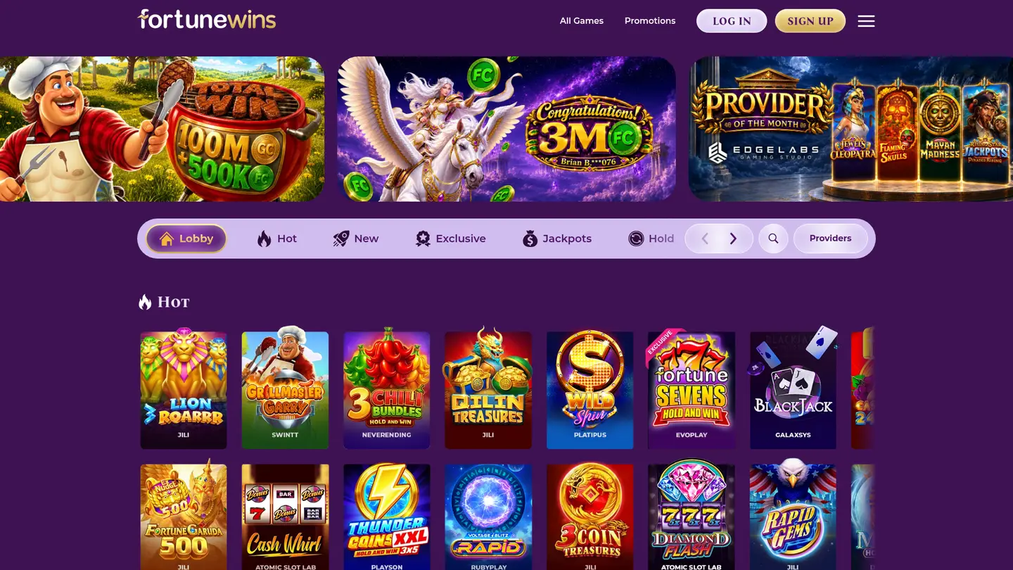 Fortune Wins Casino — Game lobby