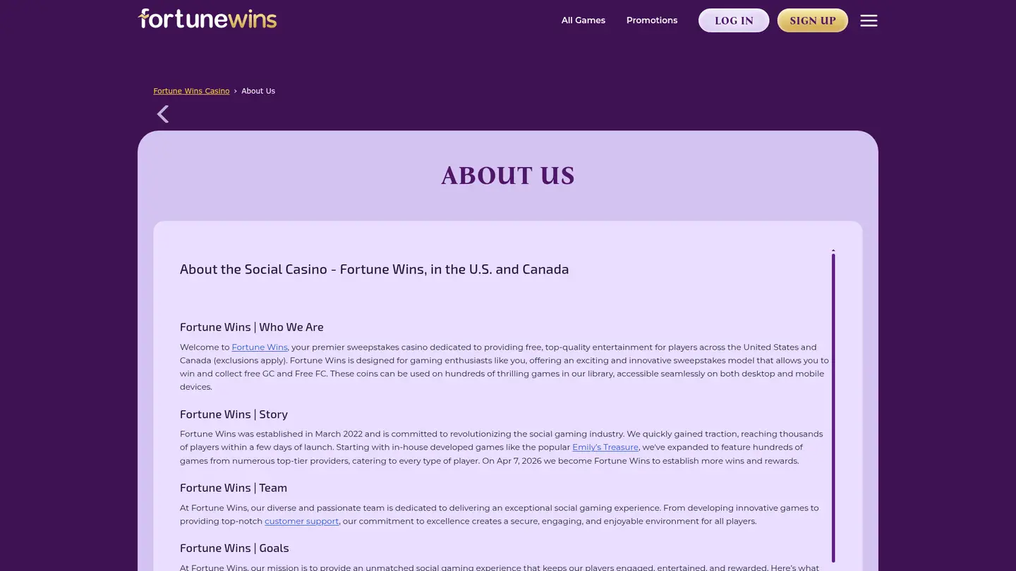 Fortune Wins Casino — Support and licensing