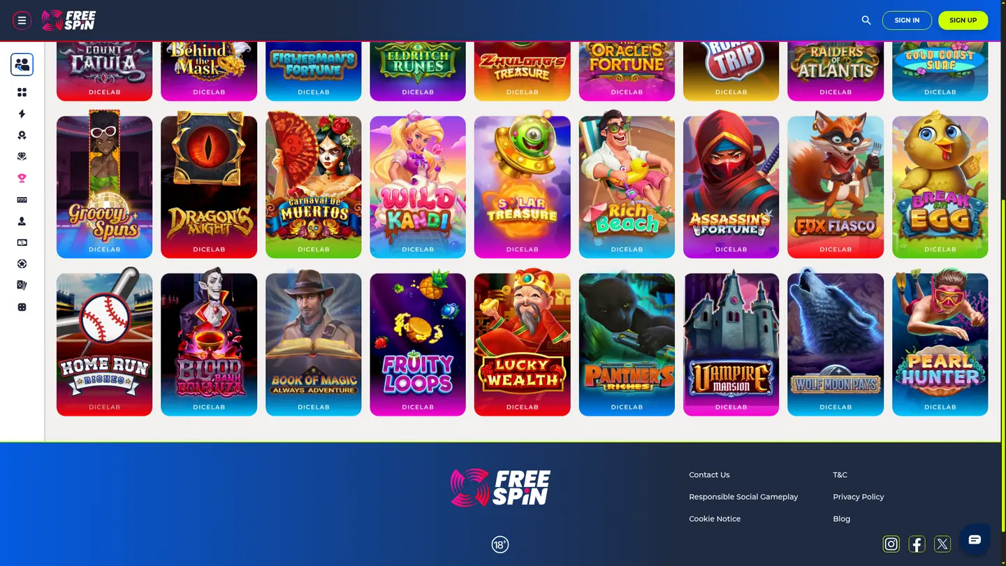 FreeSpin.com Casino — More of the lobby