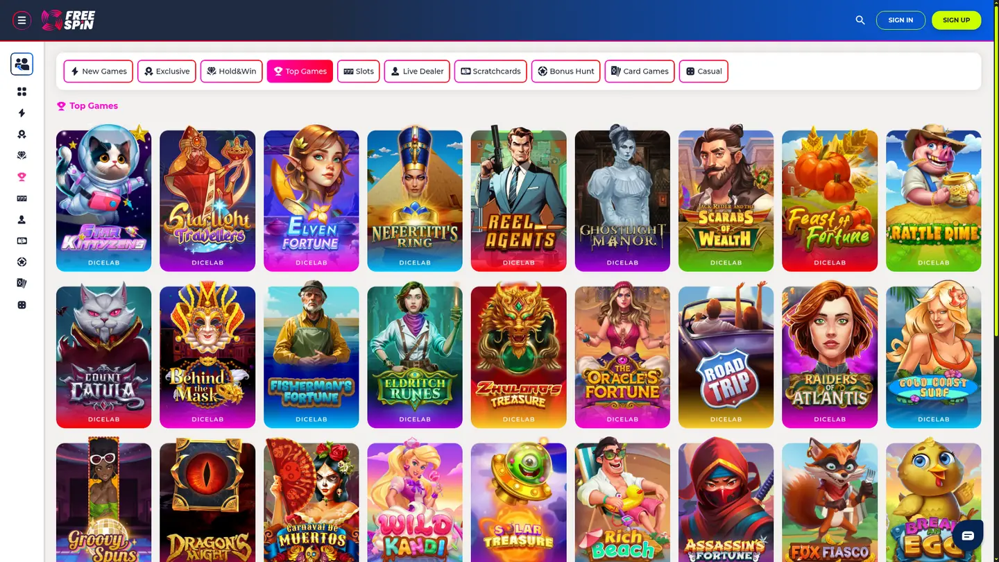 FreeSpin.com Casino — Game lobby