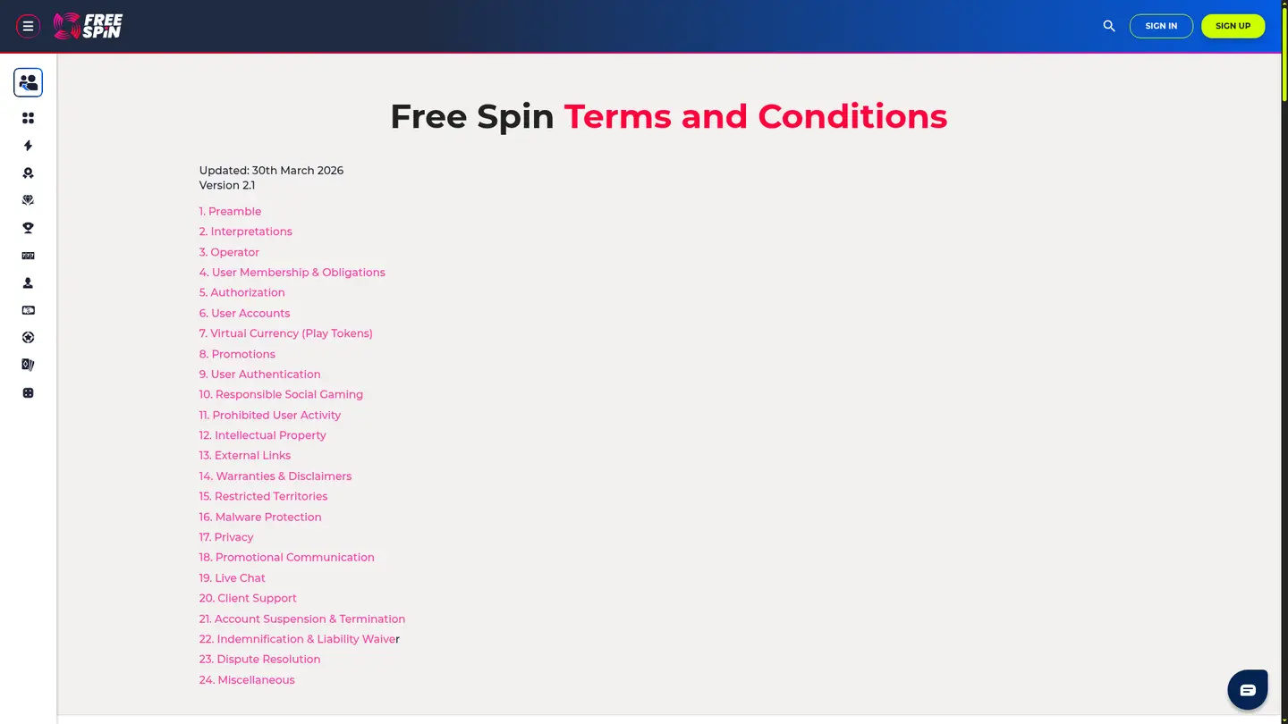 FreeSpin.com Casino — Withdrawal terms