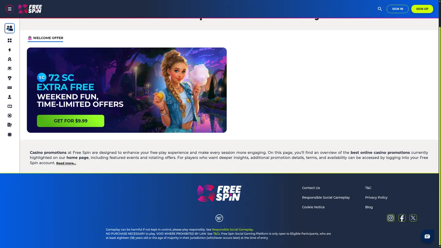 FreeSpin.com Casino — Offers in detail