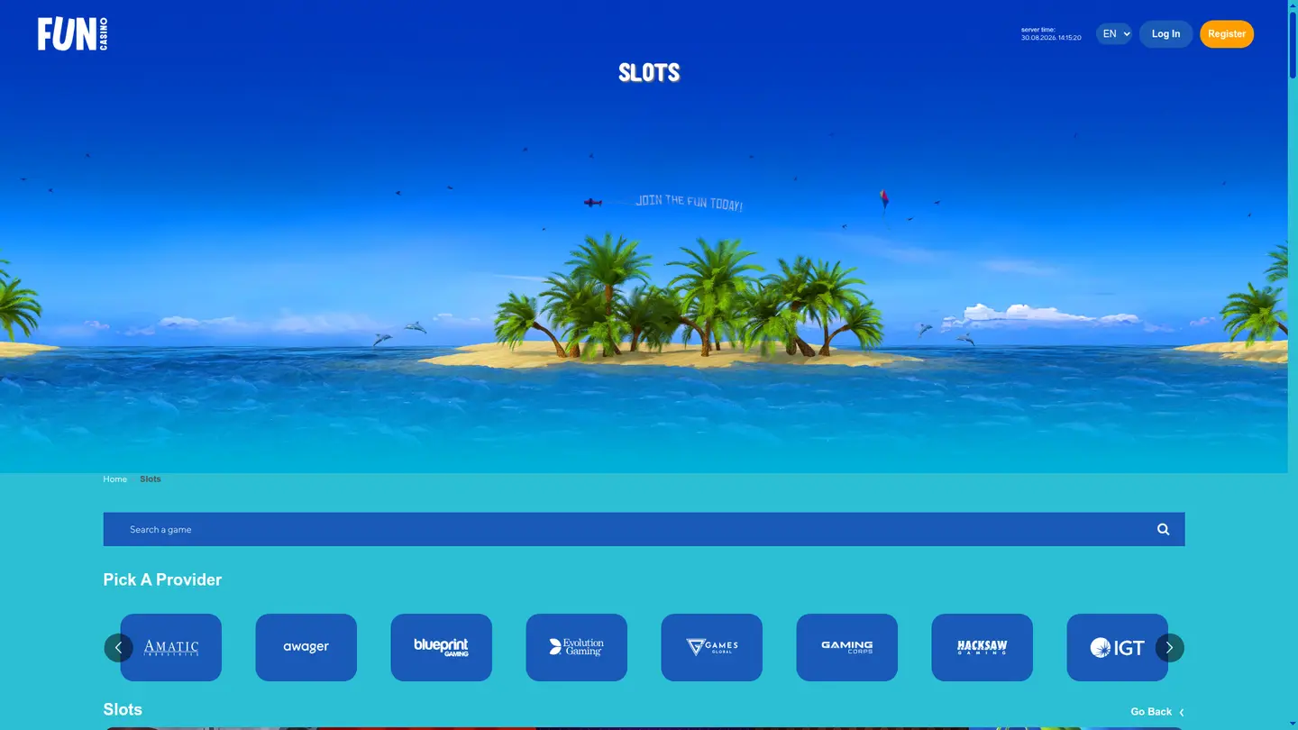 Fun Casino — Game lobby