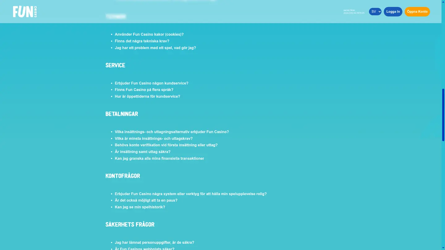 Fun Casino — Support in detail