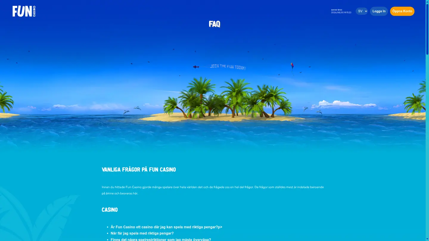 Fun Casino — Support and licensing