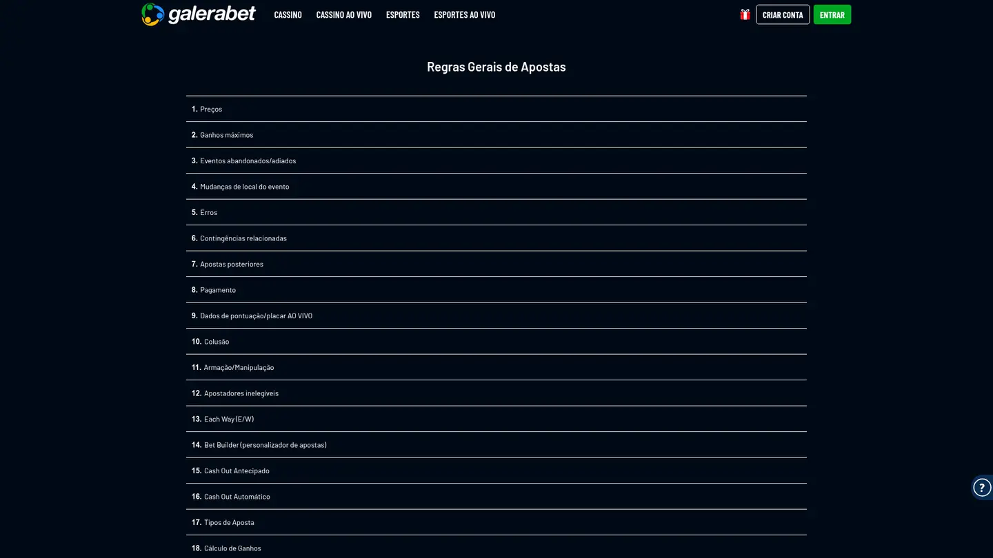 Galera.bet Casino — Withdrawal terms