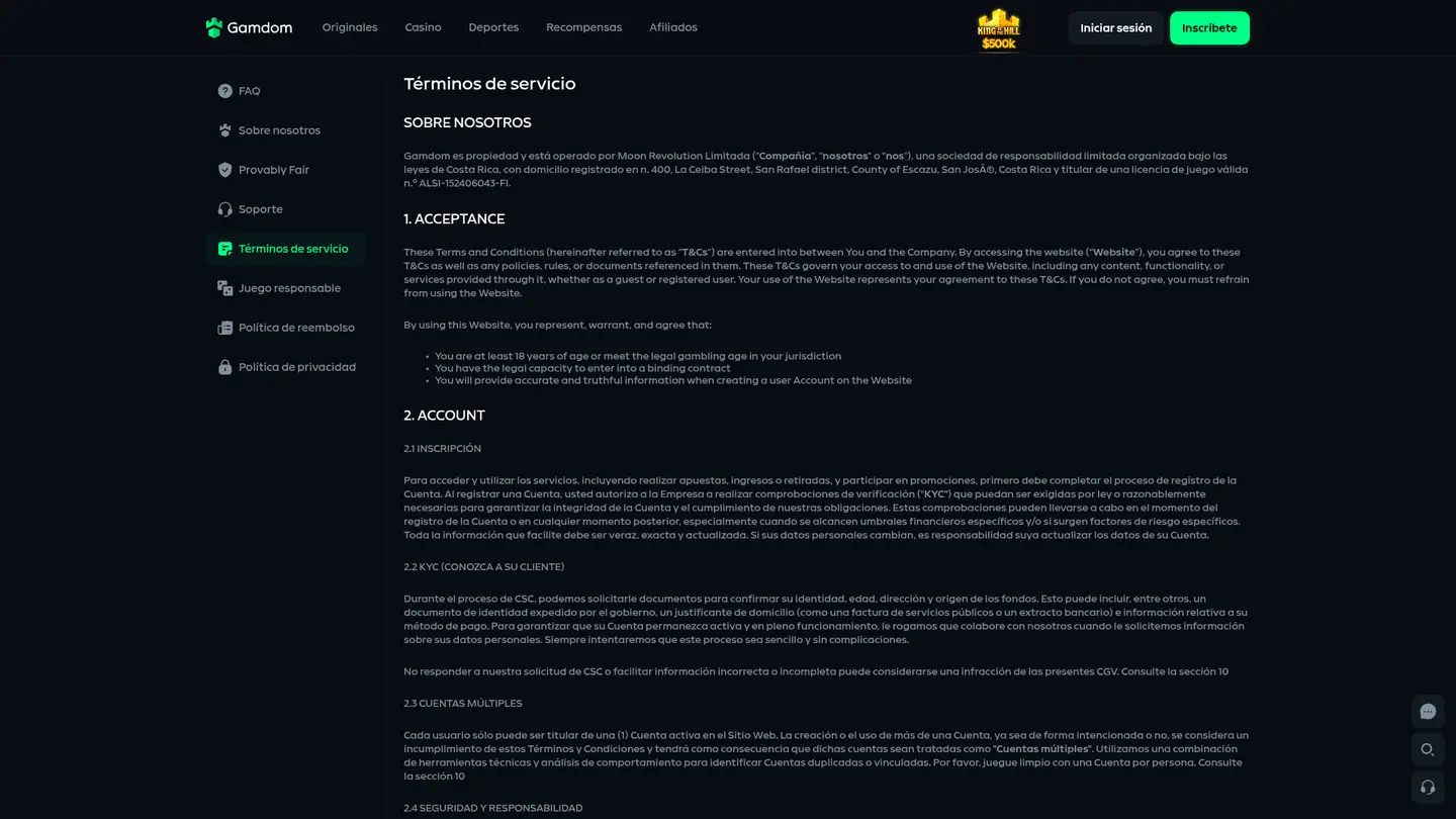 Gamdom Casino — Withdrawal terms