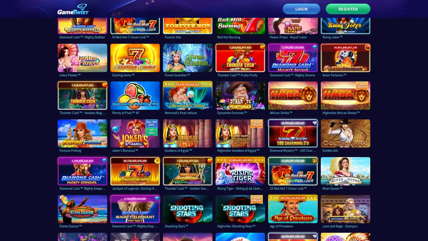 GameTwist Casino — More of the lobby