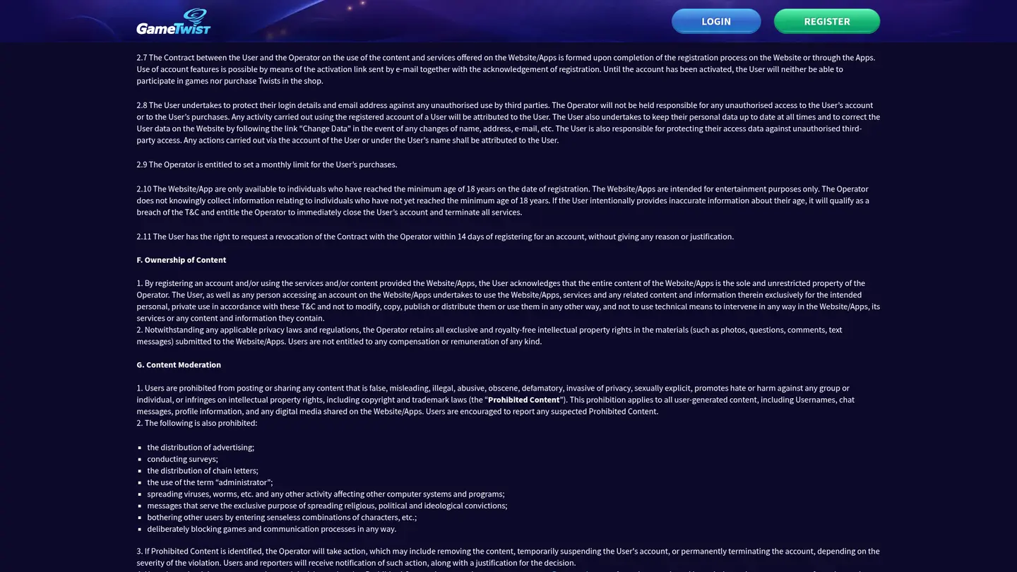 GameTwist Casino — Terms in detail