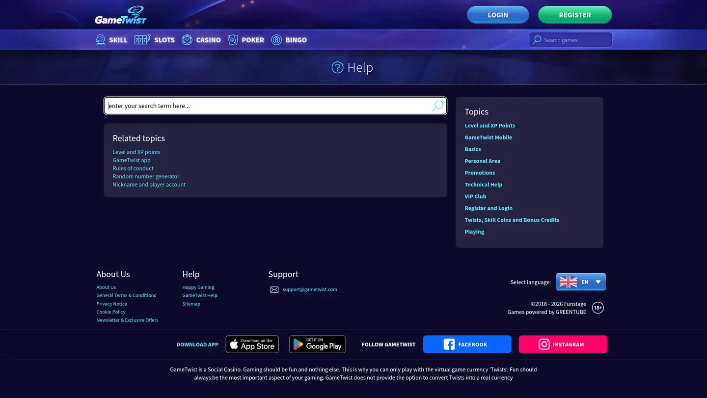 GameTwist Casino — Support and licensing