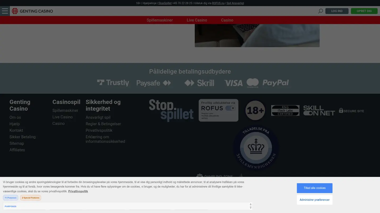 Genting Casino DK — Payment methods and licensing
