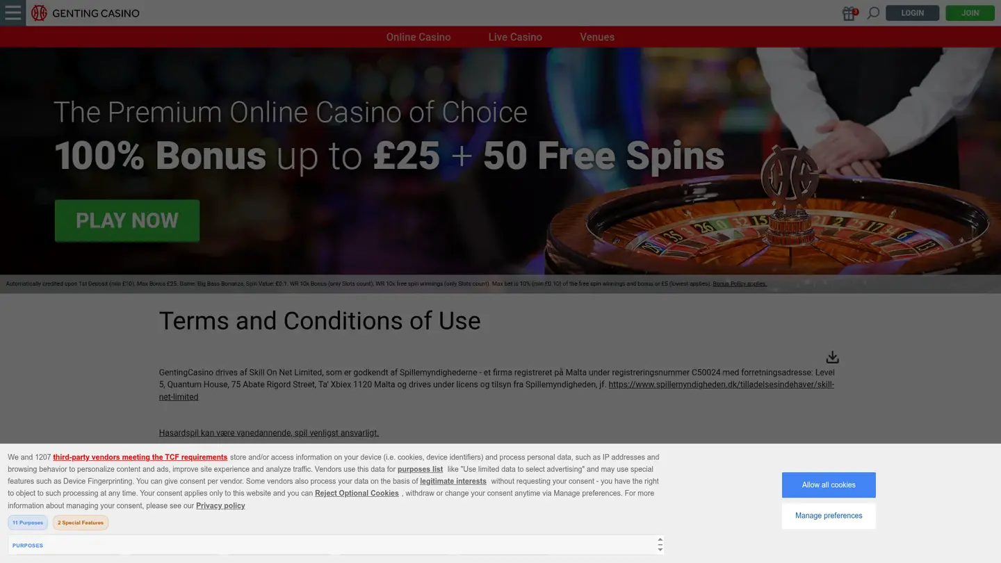 Genting Casino DK — Withdrawal terms