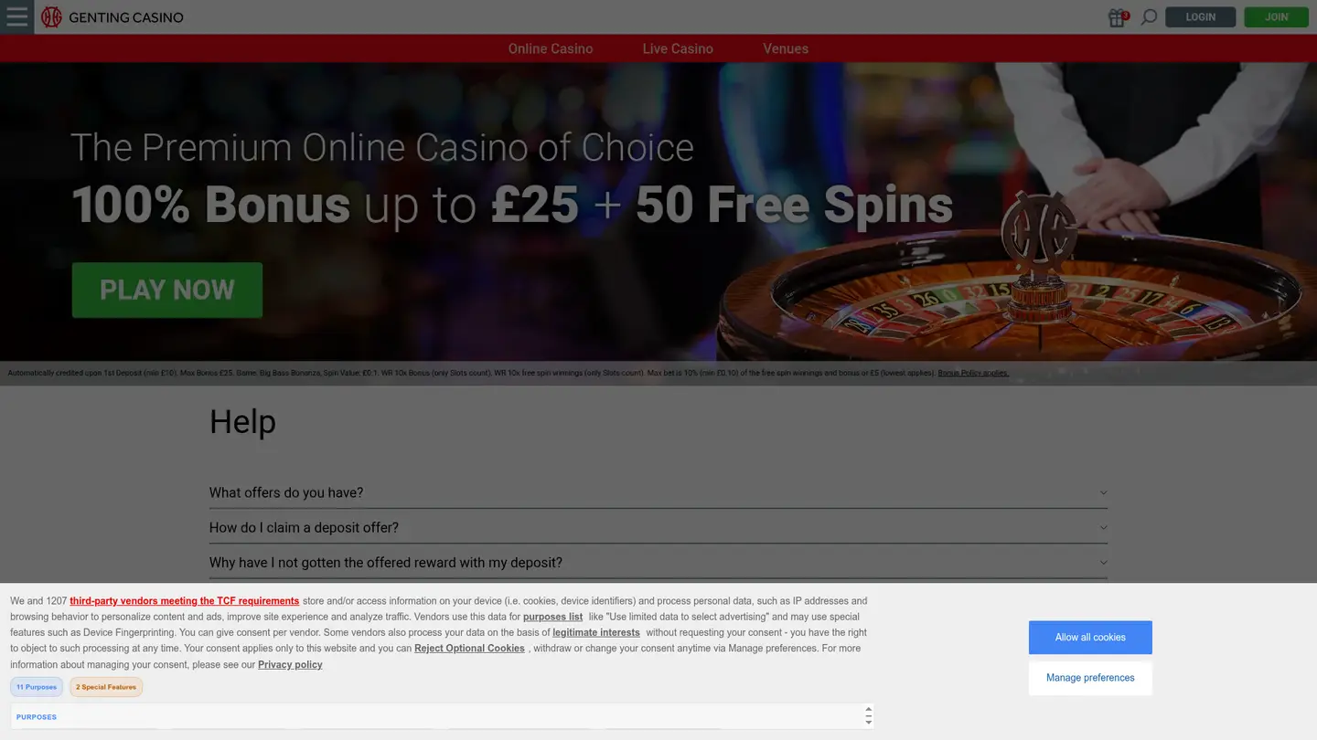 Genting Casino DK — Support and licensing