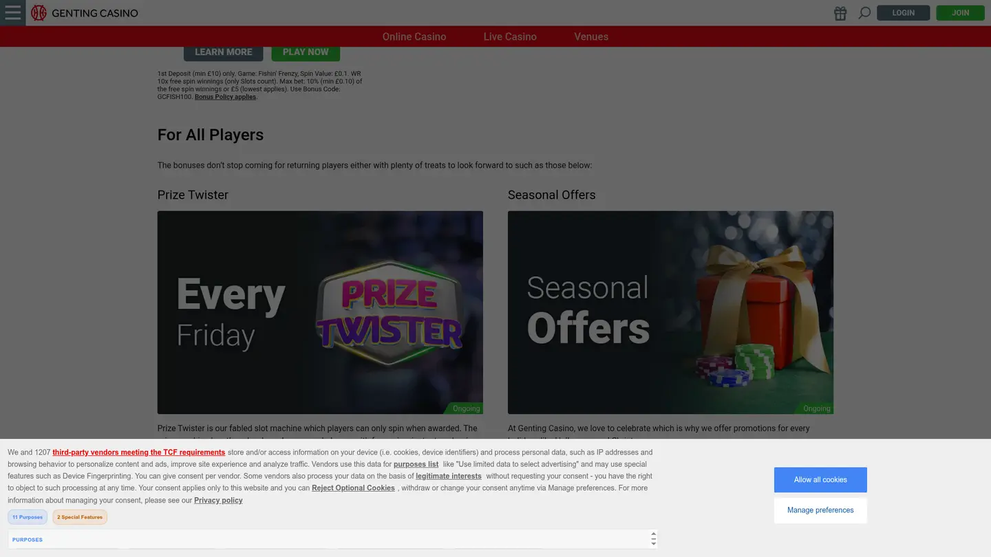 Genting Casino UK — Offers in detail