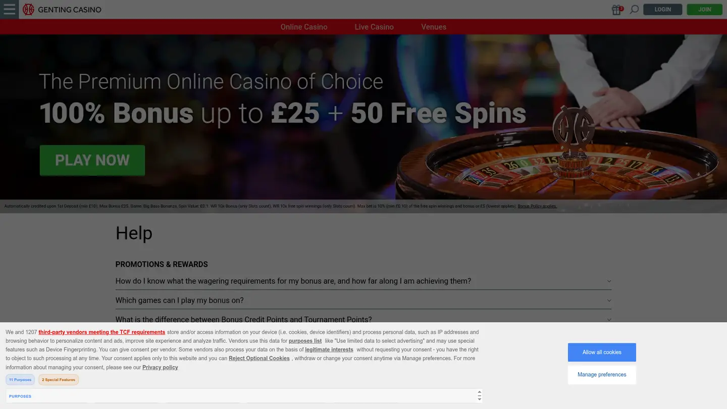 Genting Casino UK — Support and licensing