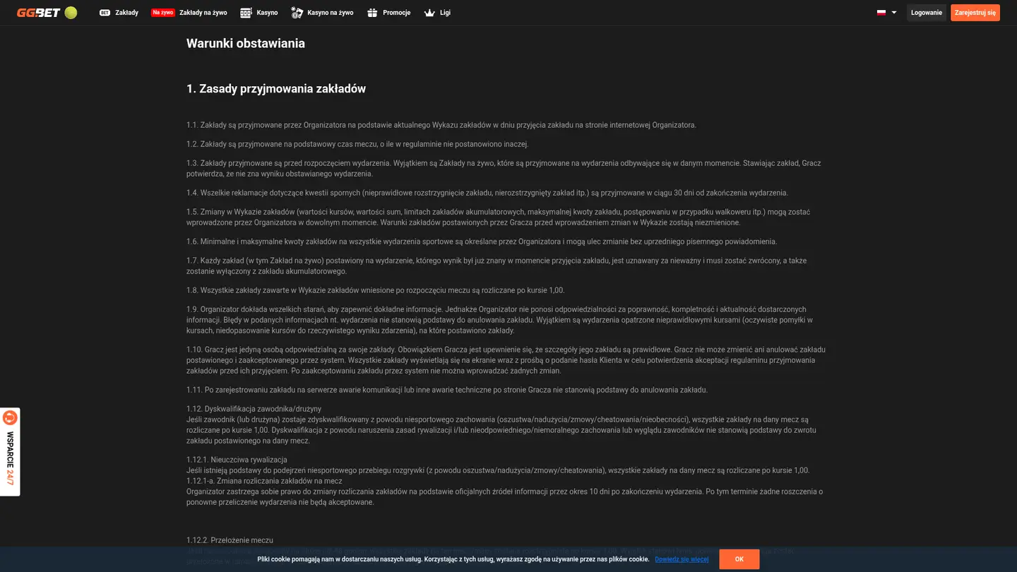 GG.BET Casino — Withdrawal terms