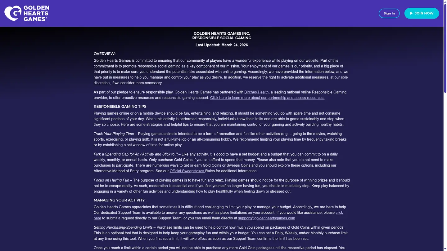 Golden Hearts Games Casino — Support and licensing