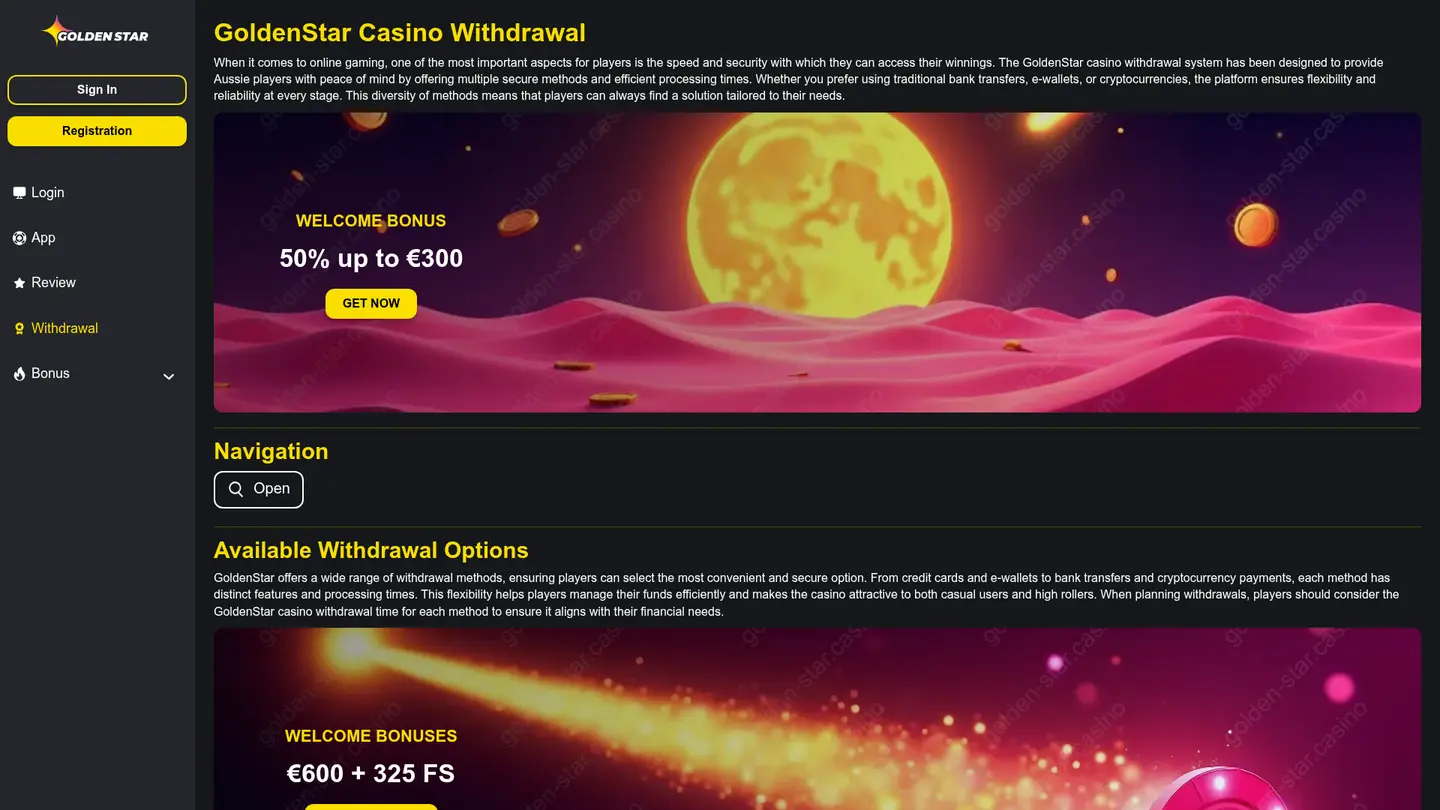 Golden Star Casino — Banking