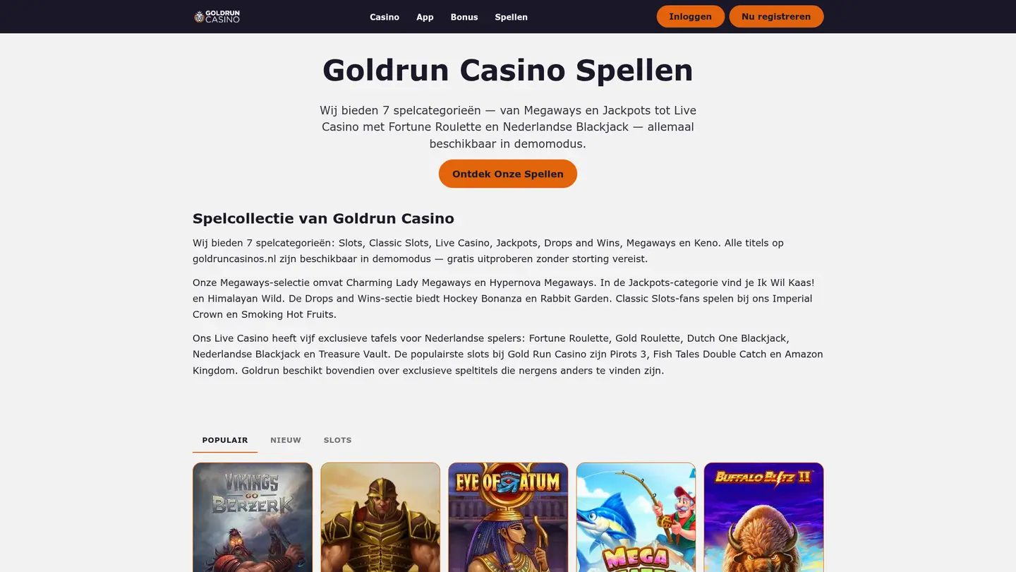 Goldrun Casino — Game lobby