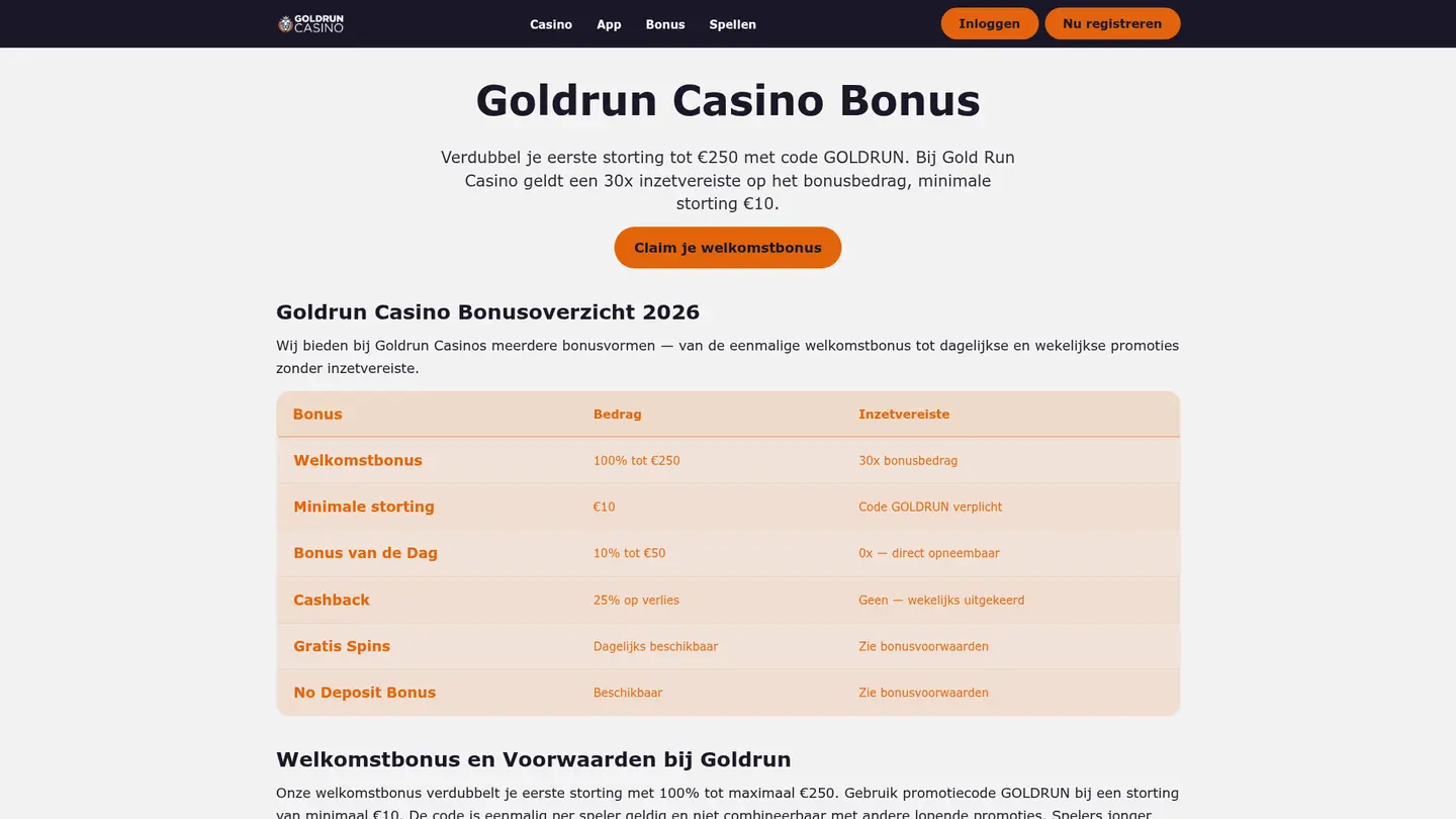 Goldrun Casino — Promotions