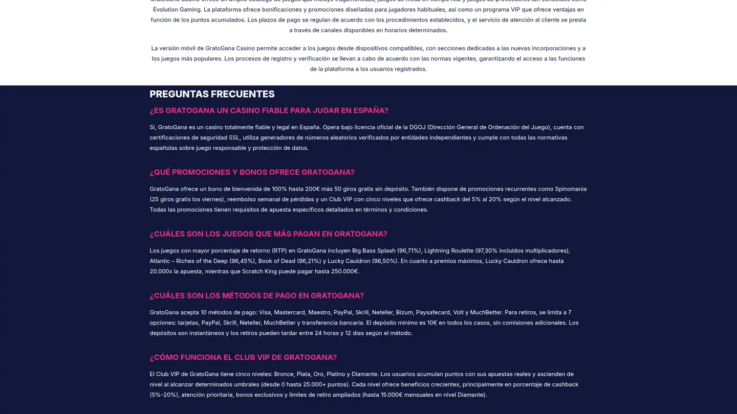 GratoGana Casino — Payment methods and licensing
