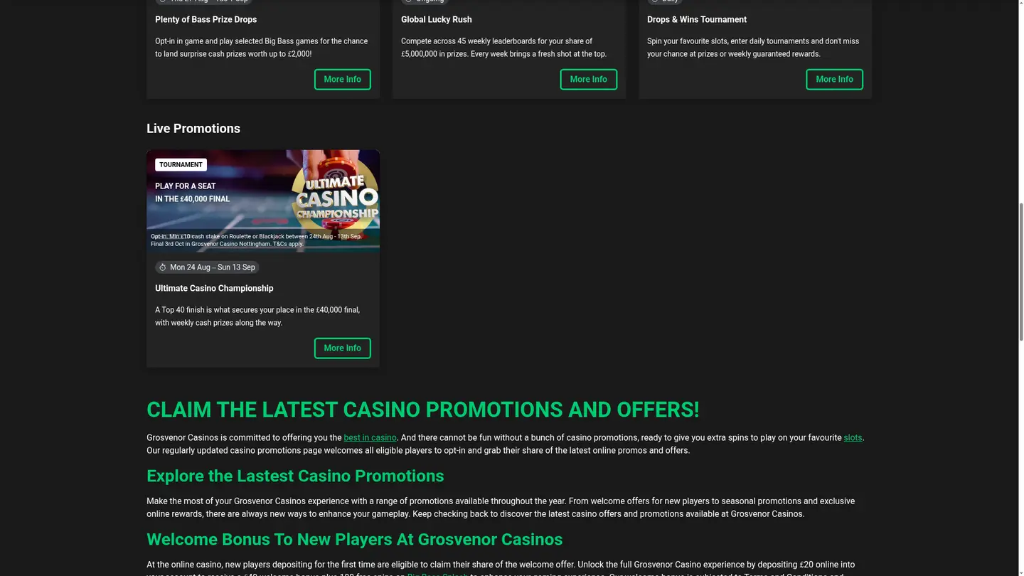 Grosvenor Casinos — Offers in detail