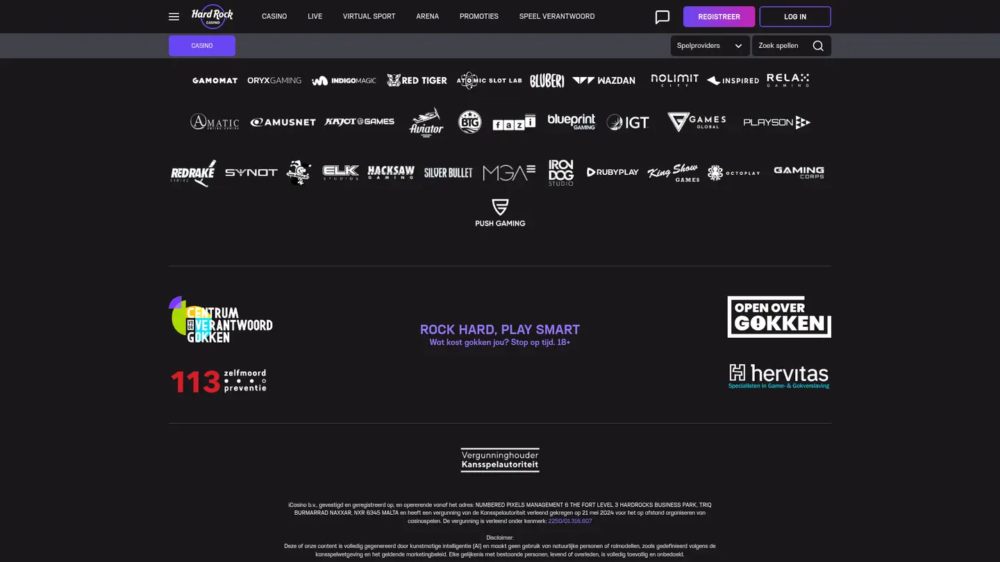Hard Rock Casino NL — Payment methods and licensing