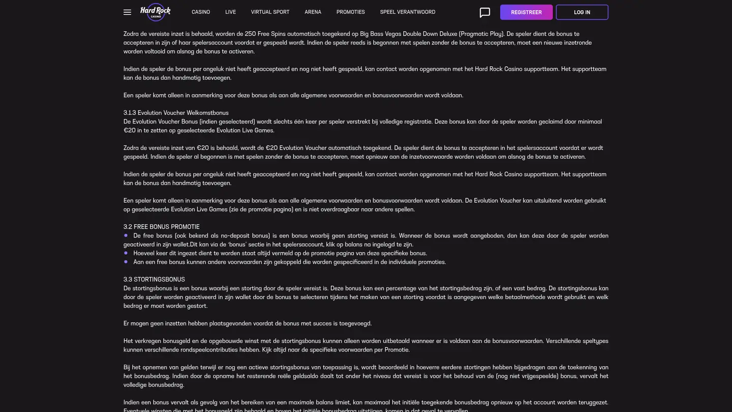 Hard Rock Casino NL — Terms in detail