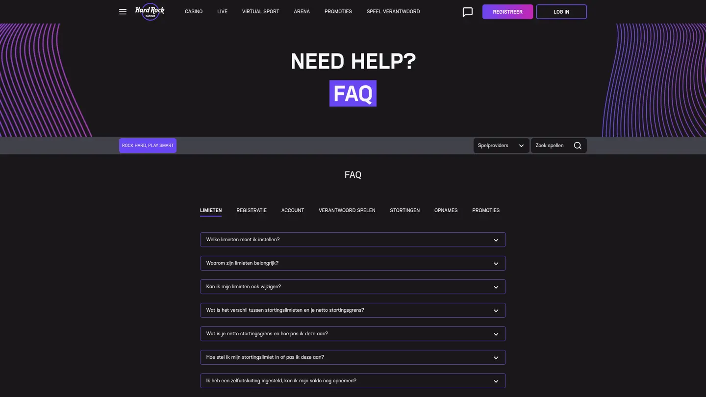Hard Rock Casino NL — Support and licensing