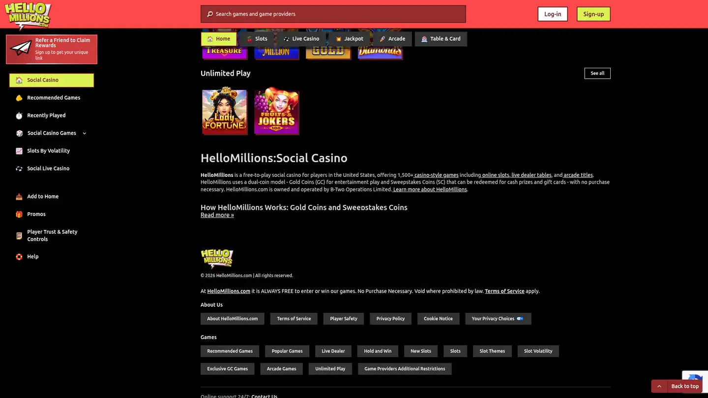 Hello Millions Casino — Payment methods and licensing