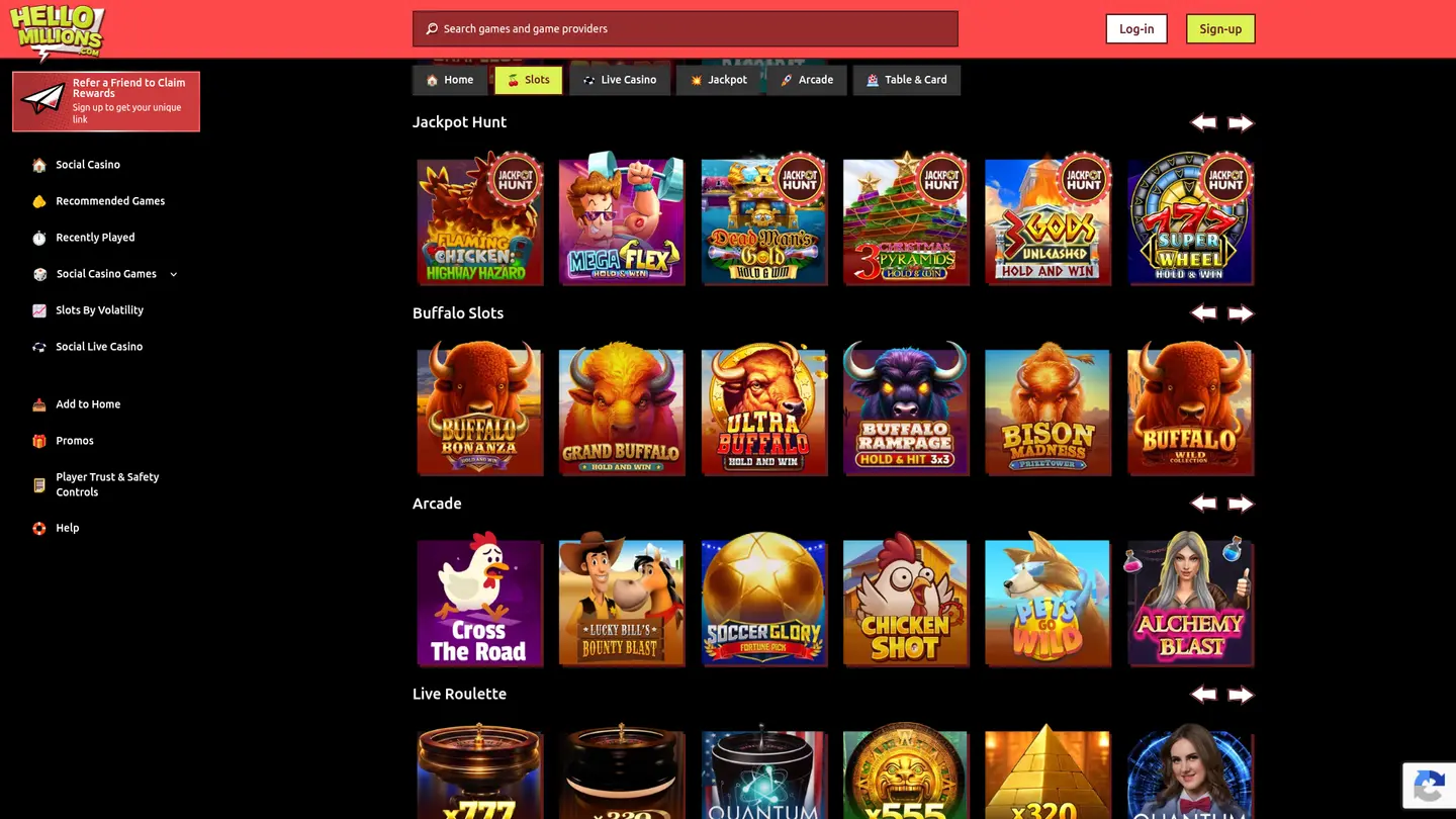 Hello Millions Casino — More of the lobby