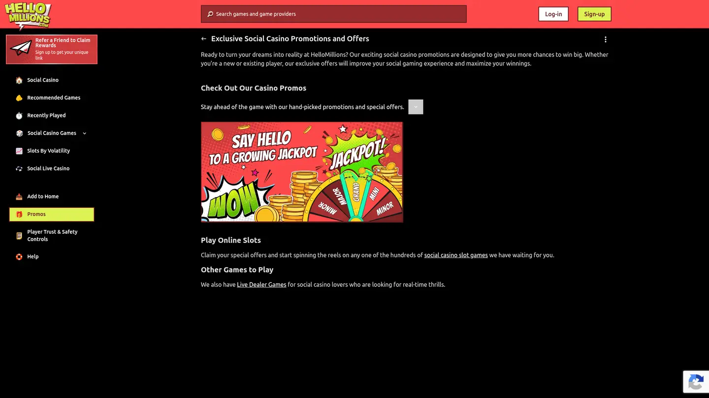 Hello Millions Casino — Promotions