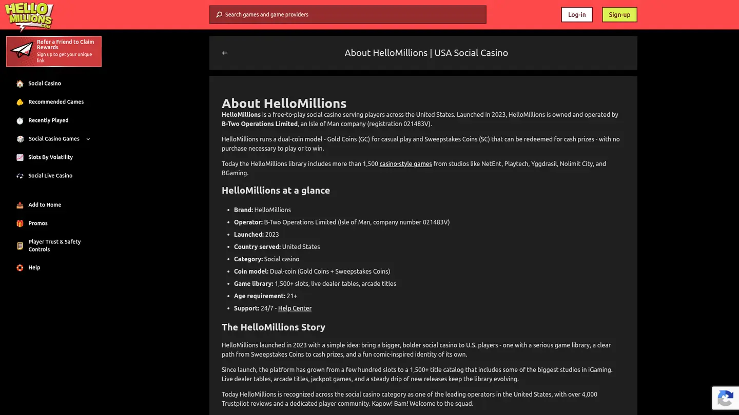Hello Millions Casino — Support and licensing