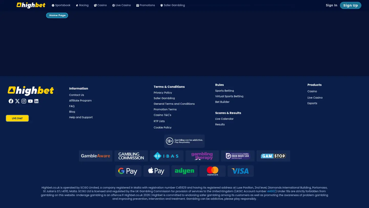 Highbet Casino UK — Terms in detail