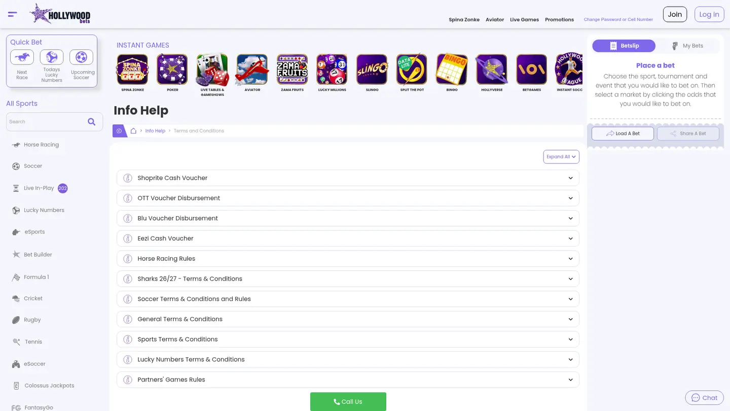 Hollywoodbets Casino UK — Terms in detail